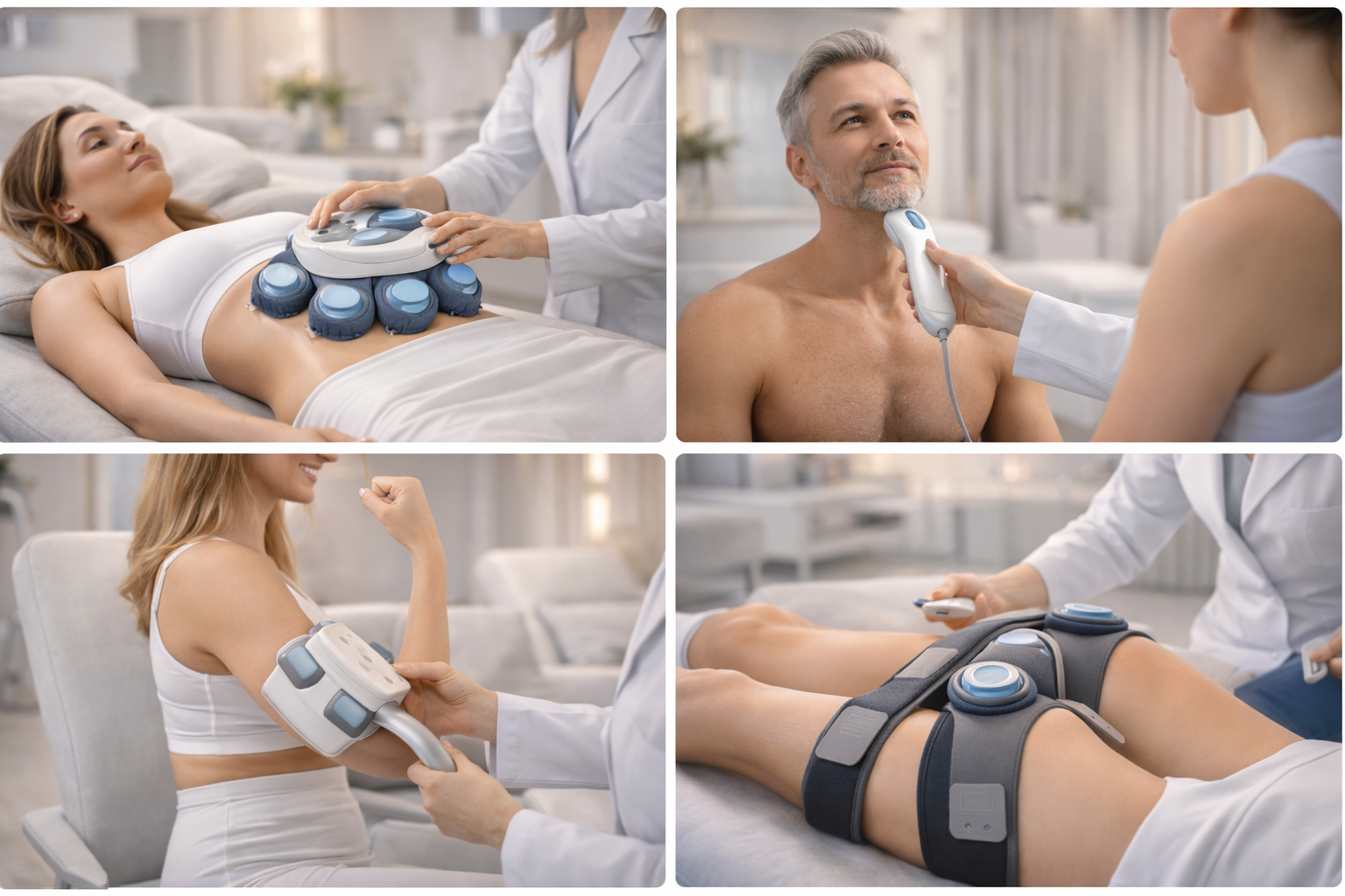 Collage of body contouring treatment areas and results